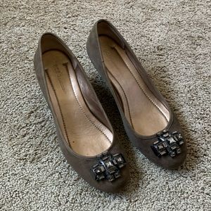 BCBGeneration brown suede wedge heels with gems size 8 women